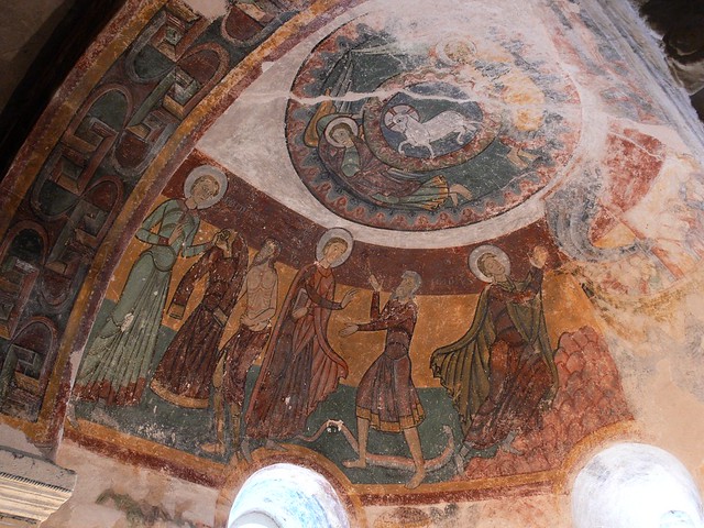 Fresco depict the history of St. Giles - Crypt St Aignan