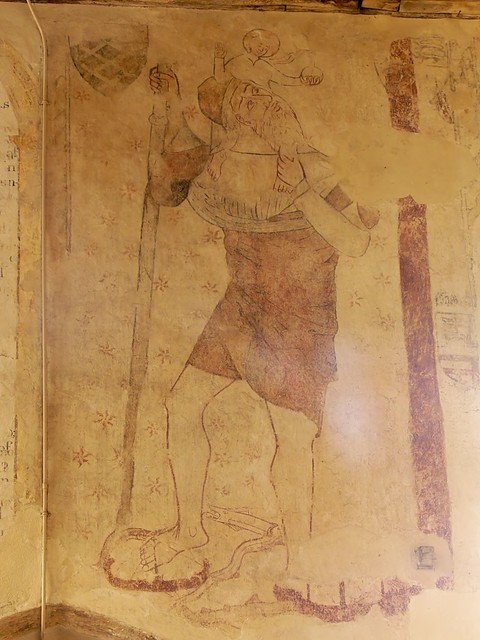 medieval wall painting at ashby st ledgers of st christopher