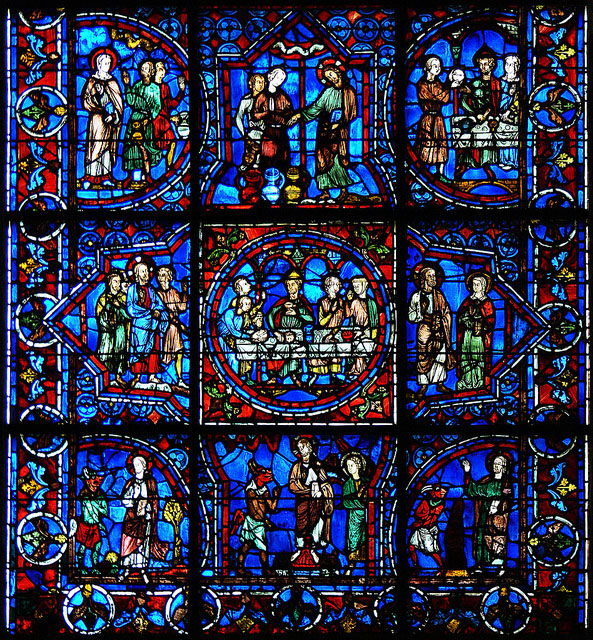 Marriage at Cana, Three temptations medieval stained glass chartres