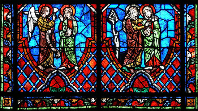 Medieval stained glass, Annunciation and Visitation