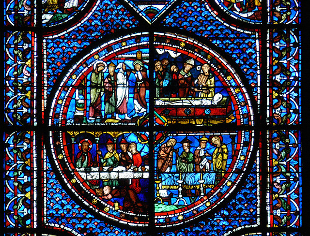 Raising of Lazerus - Chartres Cathedral Medieval stained glass