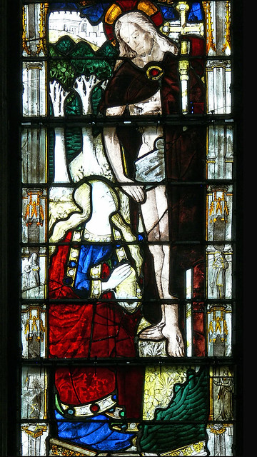 Mary Magdalene Recognises Jesus Medieval Stained Glass Evreux Cathedral