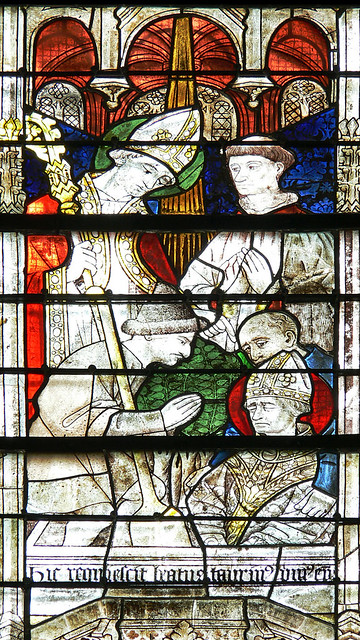 Discovery of relics French medieval stained glass Discovery of relics
