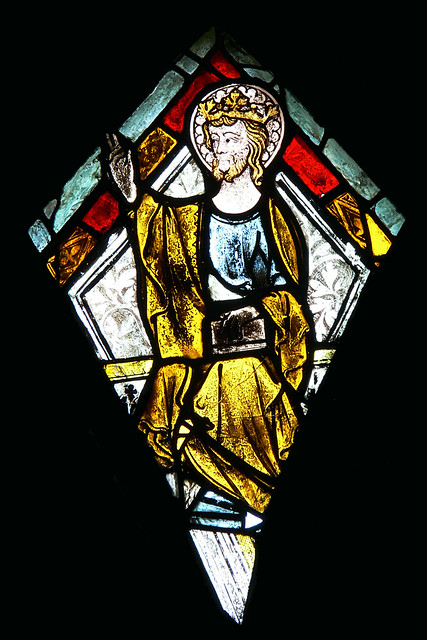 Christ in Majesty stained glass medieval northamptonshire