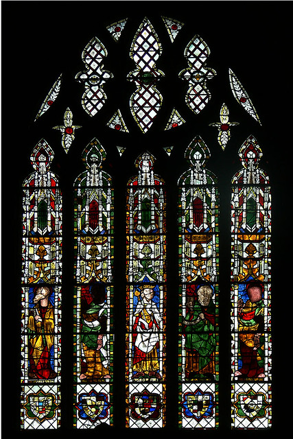 King Rehoboam and four Prophets Medieval stained glass tewkesbury abbey
