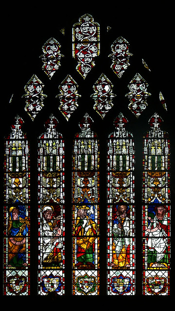 King Abijah and four Prophets Medieval stained glass tewkesbury abbey