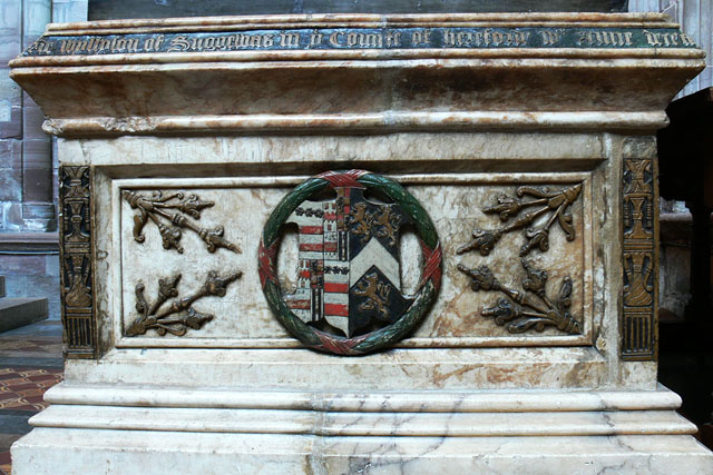 Elizabethan heraldry denton monument shield