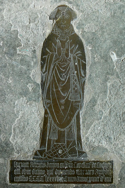 Brass monument Henry Denton chaplain Chelveston northamptonshire