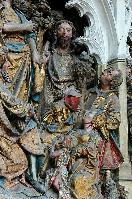 Polychrome relief sculpture gothic amiens france John Baptist Revealing His Mission