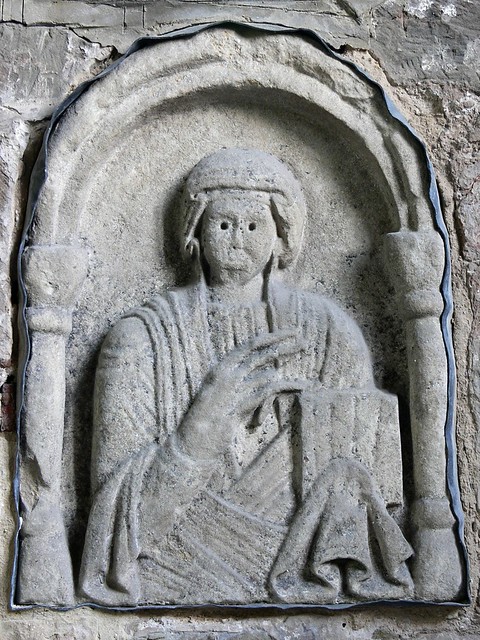 Anglo Saxon carving female figure blessing